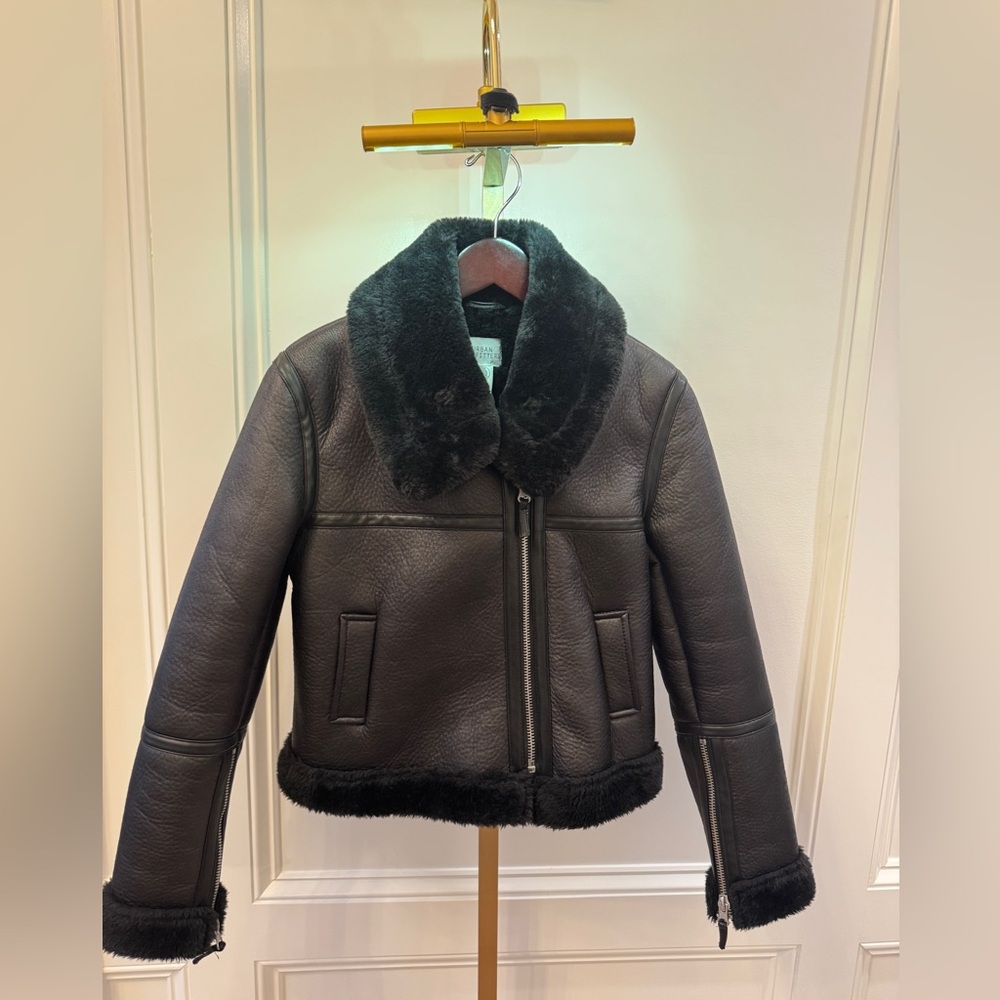 BDG x Urban Outfitters Women’s Faux Leather Sherpa Lining Black Biker Jacket Xs